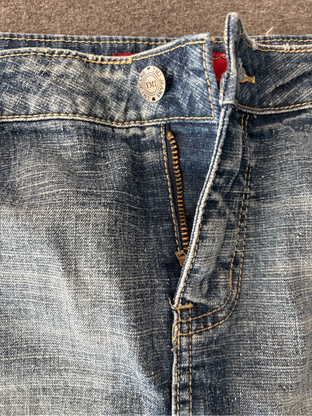 YMI Blue Denim Mini Skirt. Zipper Flaw- See Details Below. - Picture 4 of 14